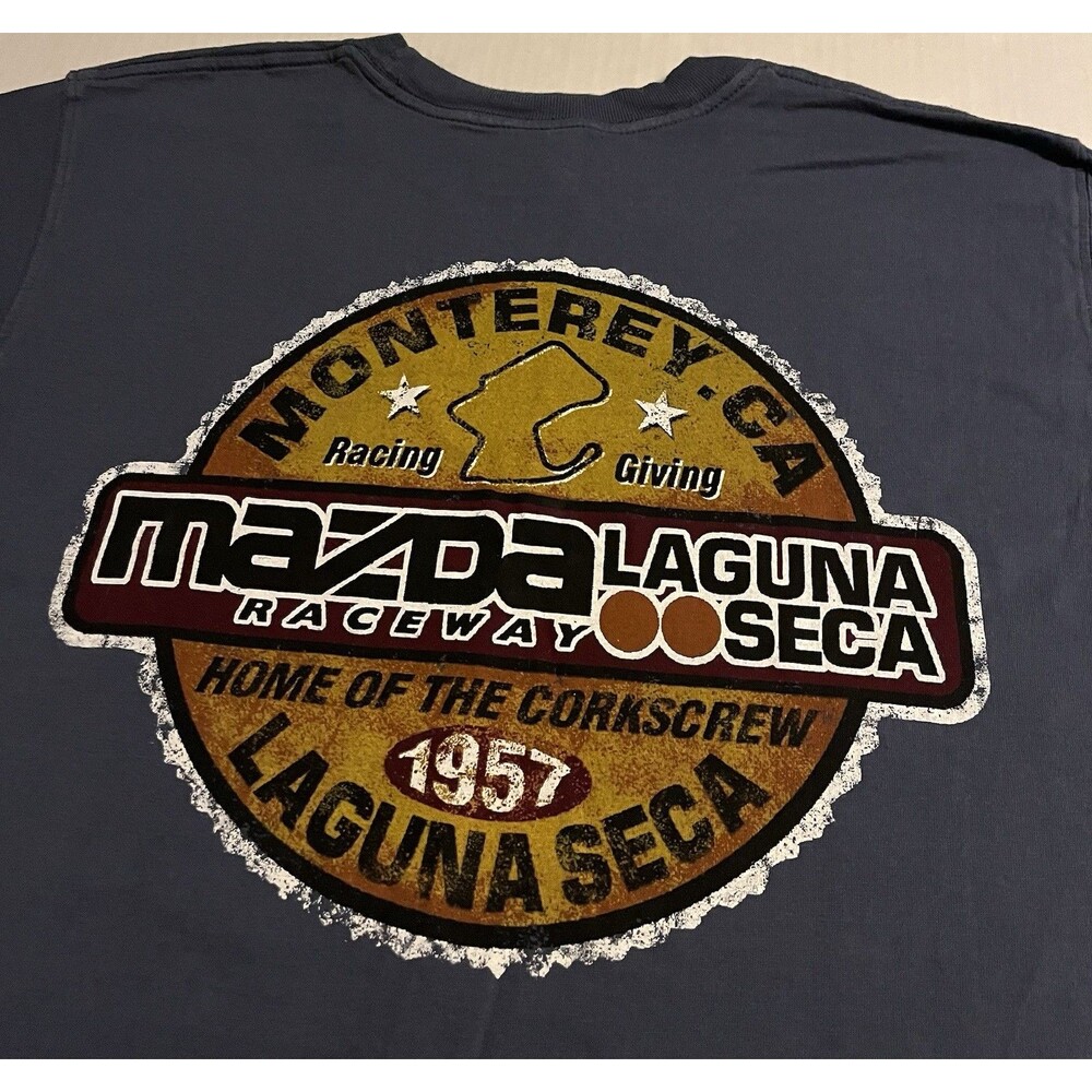 Mazda Laguna SECA Raceway Monterey CA Corkscrew T-Shirt MEDIUM Indycar Auto Car